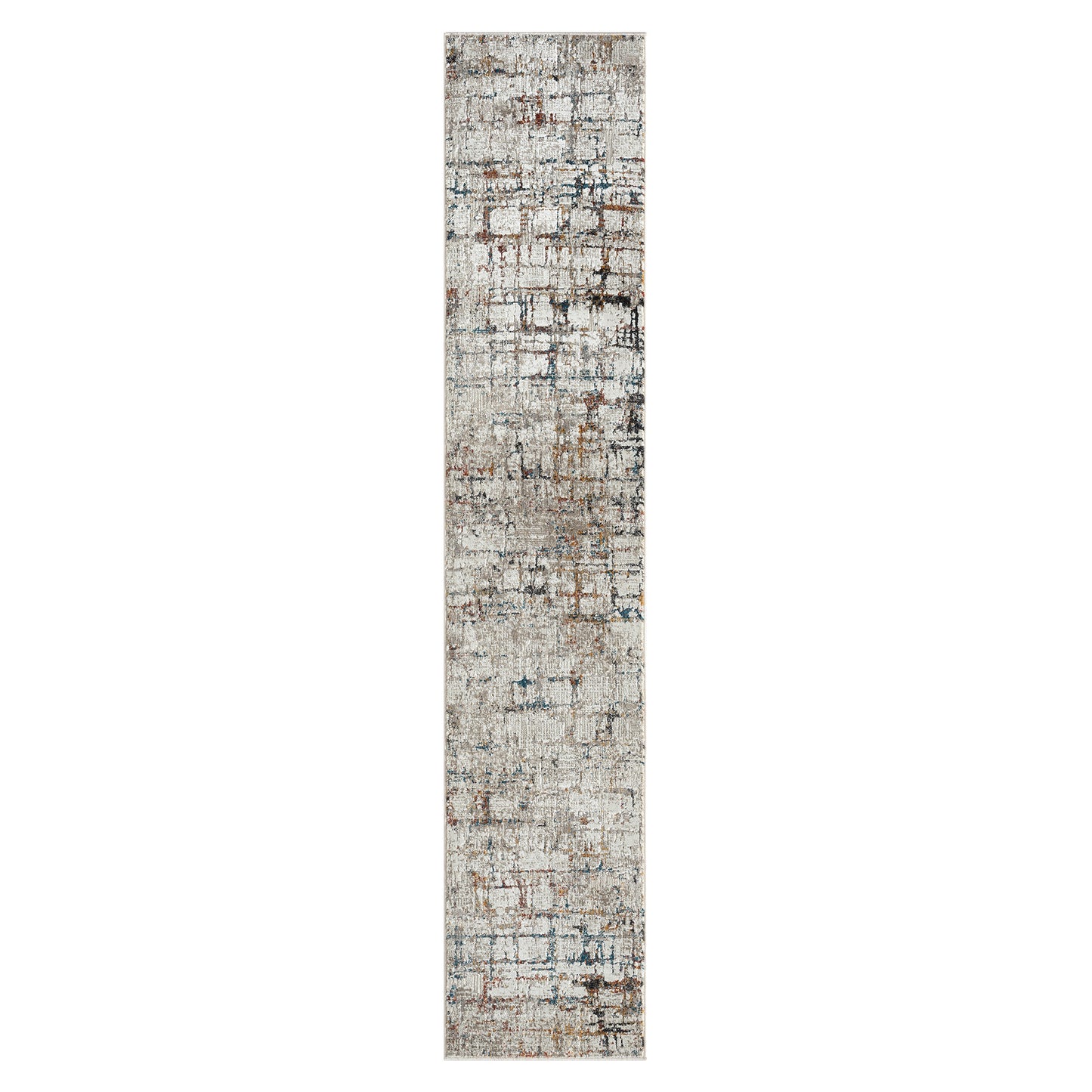 2' X 10' Gray Abstract Distressed Runner Rug