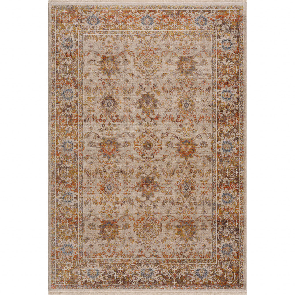 4' X 6' Ivory Oriental Area Rug - 48.0" (H) x 72.0" (W) x 0.25" (D)