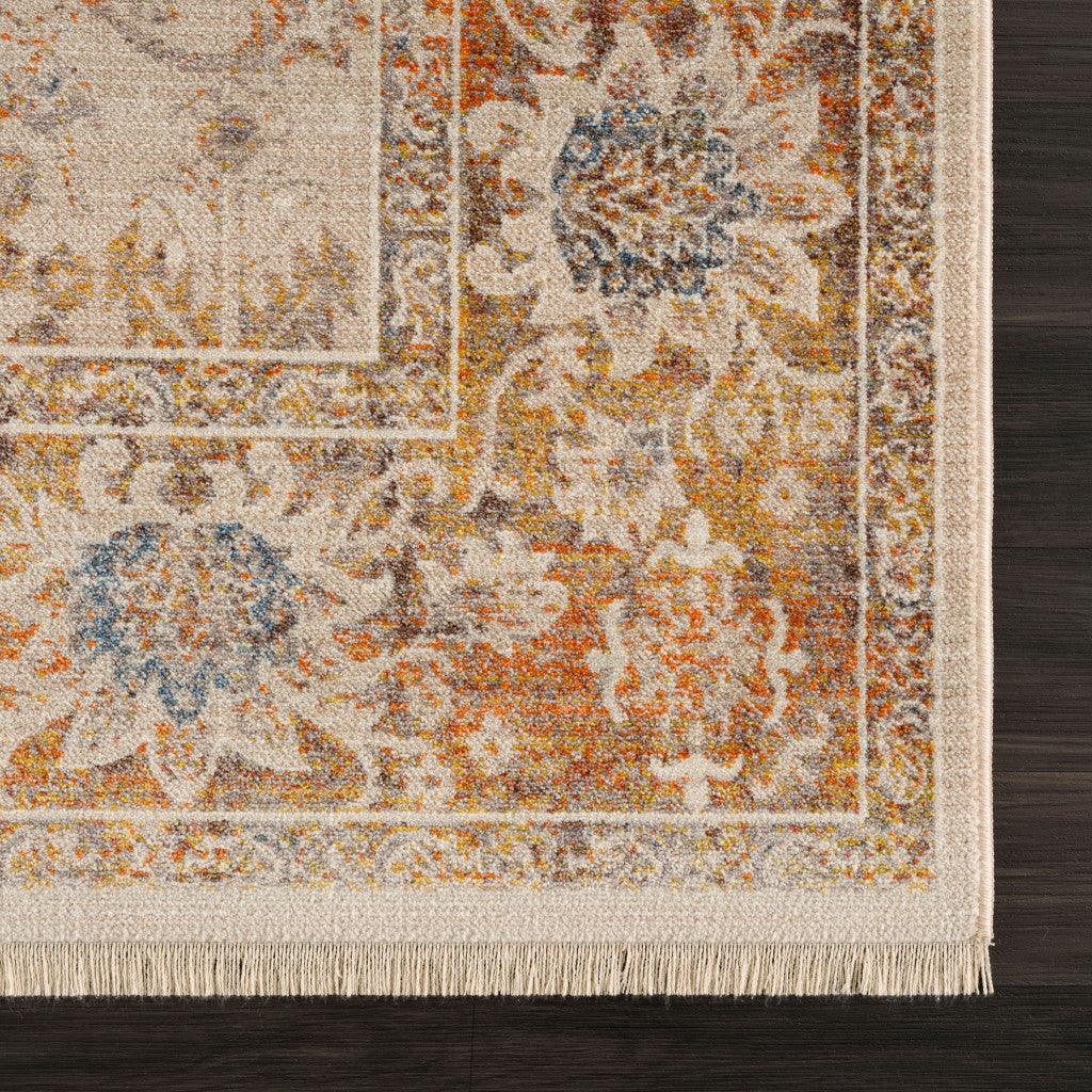 4' X 6' Ivory Oriental Area Rug - 48.0" (H) x 72.0" (W) x 0.25" (D)