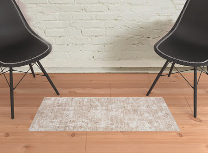 2' X 3' Beige Abstract Area Rug