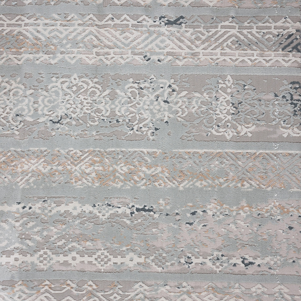 9' X 12' Blue Abstract Distressed Area Rug - 108.0" (H) x 144.0" (W) x 0.2" (D)