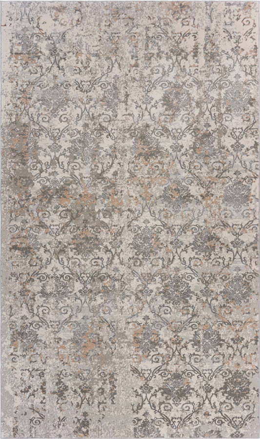 2' X 3' Cream Abstract Distressed Area Rug