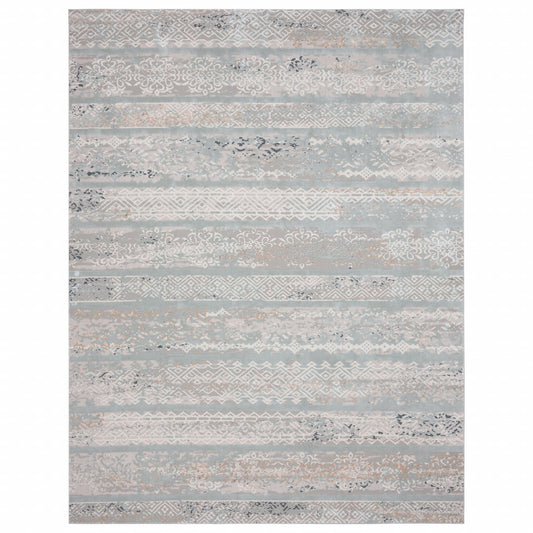 2' X 3' Blue Abstract Distressed Area Rug - 45.0" (L) x 66.0" (W) x 0.8" (H)