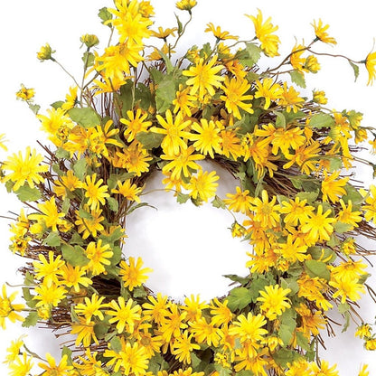 23" Green And Yellow Spring Daisy Artificial Wreath HomeRoots