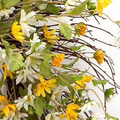 24" Green White And Yellow Spring Daisy Artificial Wreath HomeRoots