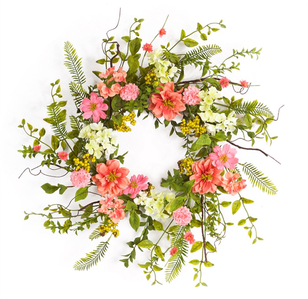 27" Pink and Green Spring Berry Artificial Wreath HomeRoots