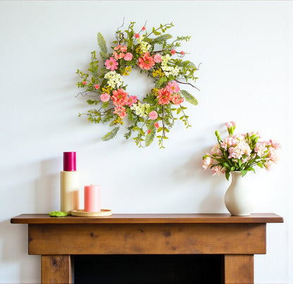 27" Pink and Green Spring Berry Artificial Wreath HomeRoots