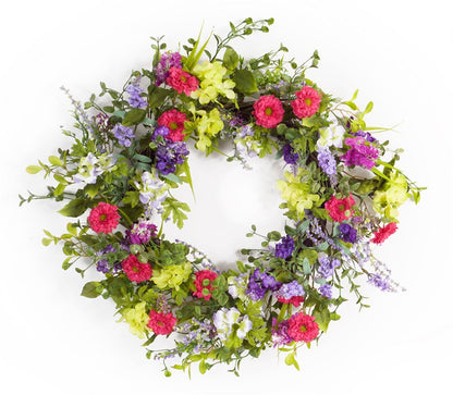24" Pink and Green Mixed Assortment Artificial Wreath HomeRoots