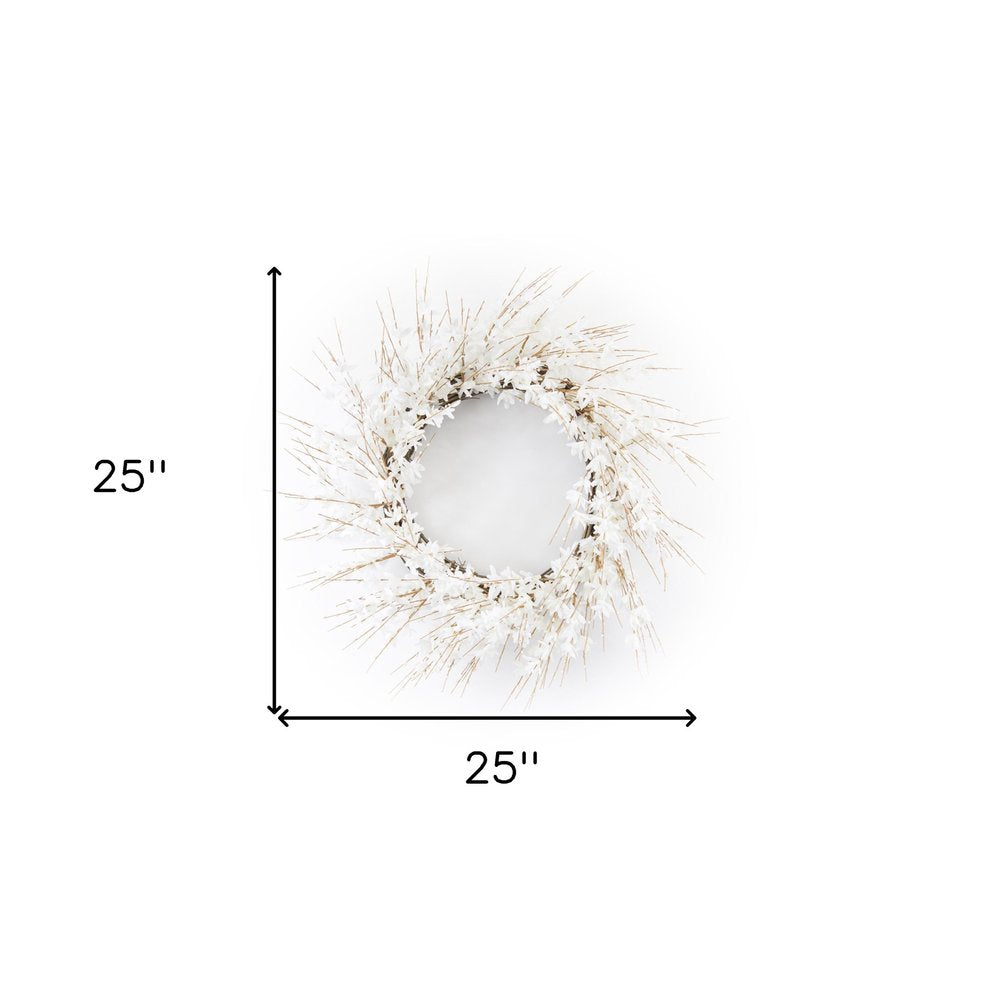 25" White Mixed Assortment Artificial Wreath HomeRoots