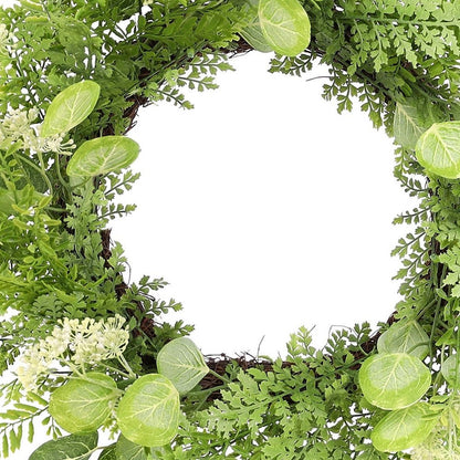 28" Green And White Fern Artificial Wreath HomeRoots