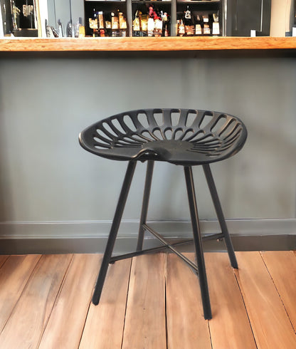 18" Black Iron Backless Bar Chair