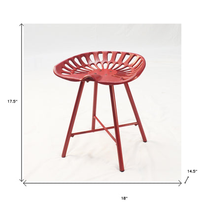 18" Red Iron Backless Bar Chair