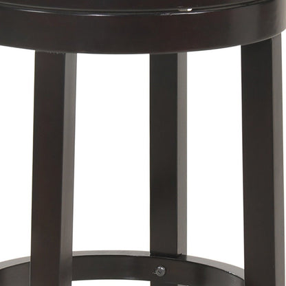 24" Natural and Espresso Rush and Solid Wood Backless Counter Height Swivel Bar Chair HomeRoots