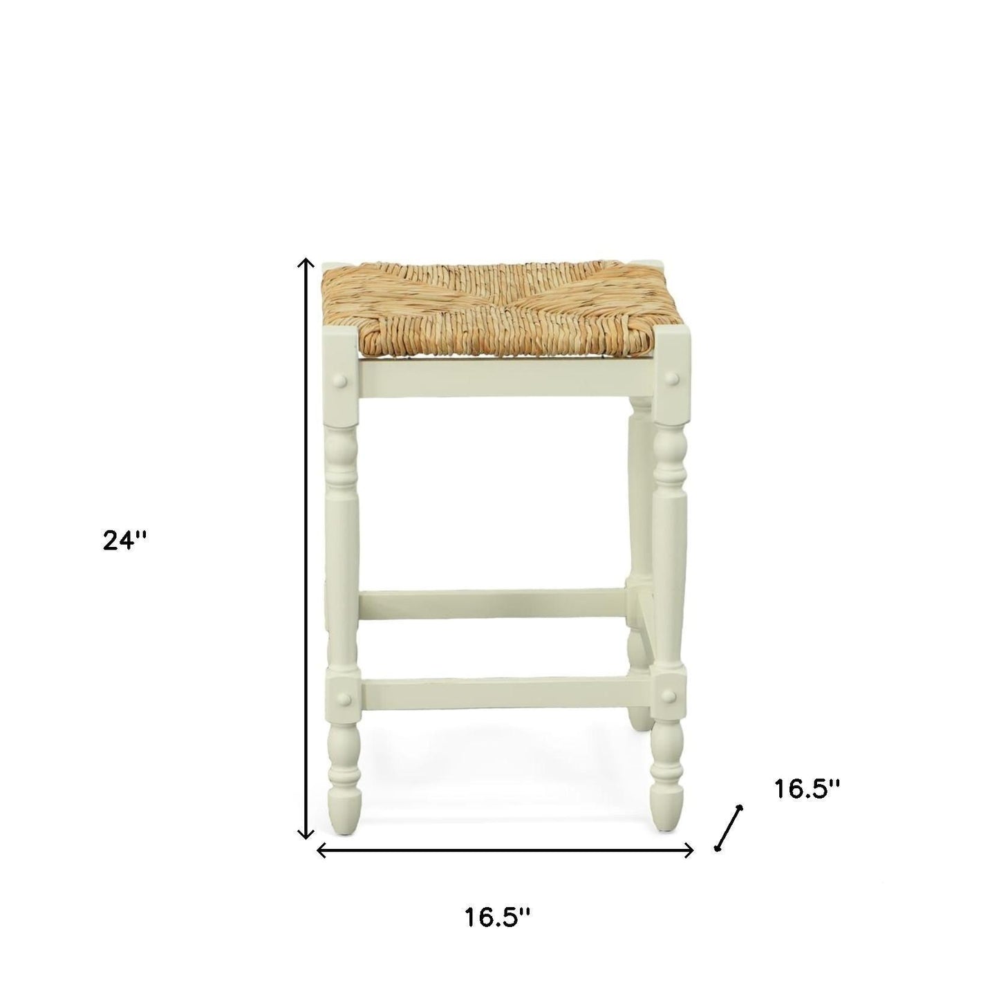 24" Natural And Antiqued White Solid Wood Backless Counter Height Bar Chair - FurniFindUSA