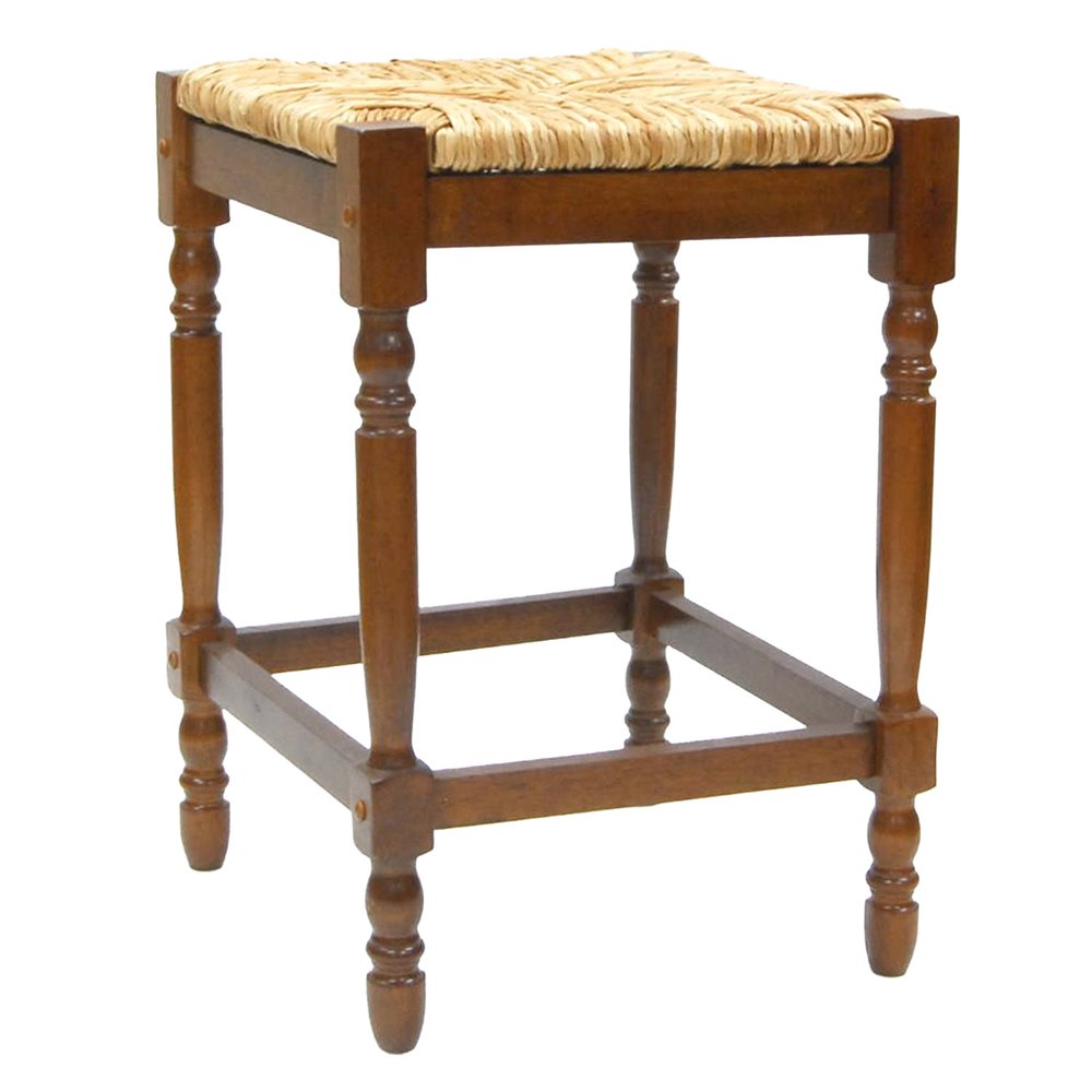 24" Natural And Brown Solid Wood Backless Counter Height Bar Chair HomeRoots