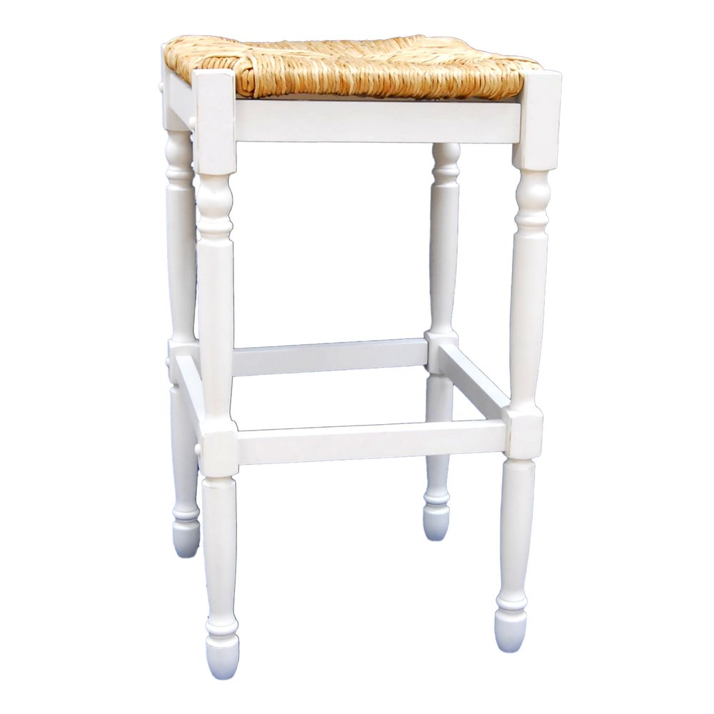 29" Natural And Antiqued White Solid Wood Backless Bar Height Bar Chair HomeRoots