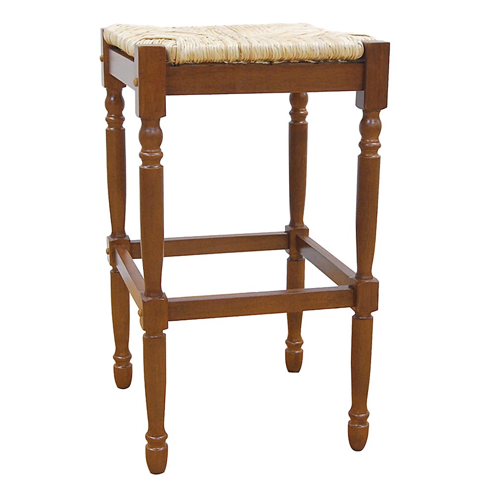 29" Natural And Brown Solid Wood Backless Bar Height Bar Chair HomeRoots