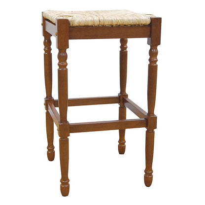 29" Natural And Brown Solid Wood Backless Bar Height Bar Chair HomeRoots