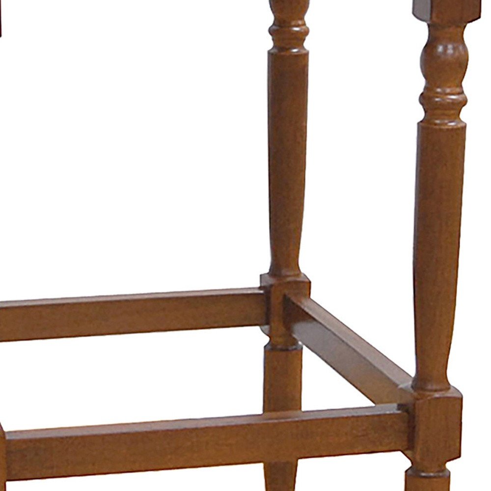 29" Natural And Brown Rush And Solid Wood Backless Bar Height Bar Chair HomeRoots