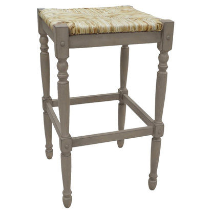 29" Natural And Gray Solid Wood Backless Bar Height Bar Chair HomeRoots