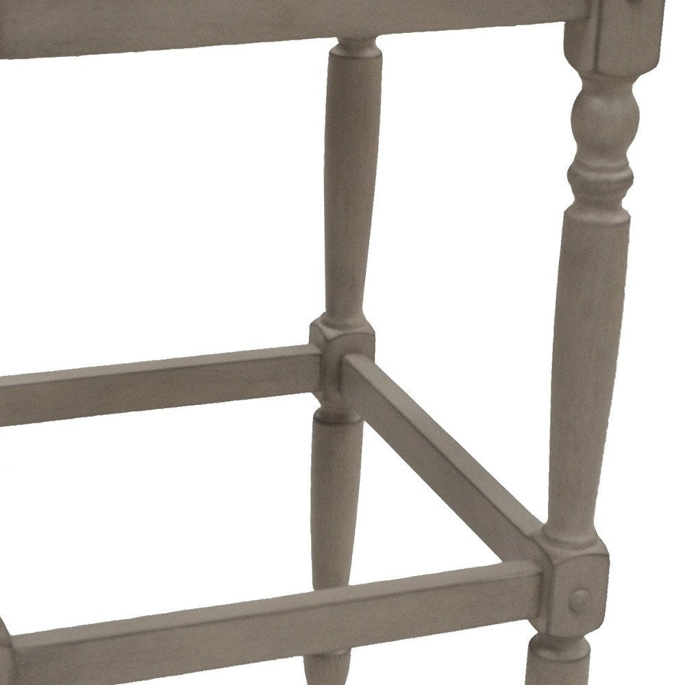 29" Natural And Gray Rush And Solid Wood Backless Bar Height Bar Chair — view 3