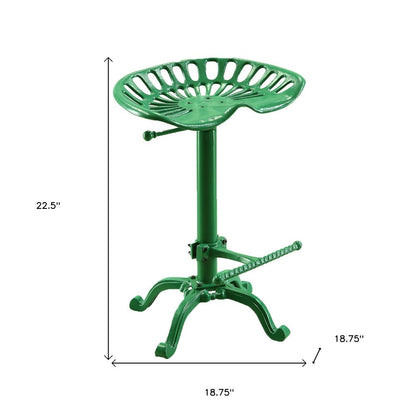 Green Iron Backless Adjustable Height Bar Chair HomeRoots