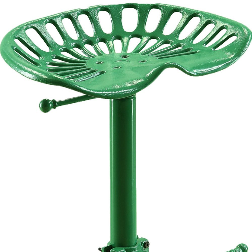 Green Iron Backless Adjustable Height Bar Chair HomeRoots