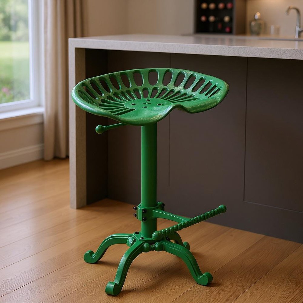 23" Green Iron Backless Adjustable Height Bar Chair HomeRoots