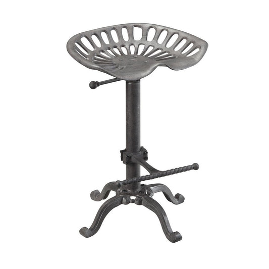 Gray Iron Backless Adjustable Height Bar Chair HomeRoots