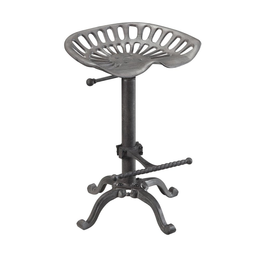 Gray Iron Backless Adjustable Height Bar Chair HomeRoots