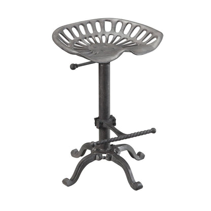 Gray Iron Backless Adjustable Height Bar Chair HomeRoots