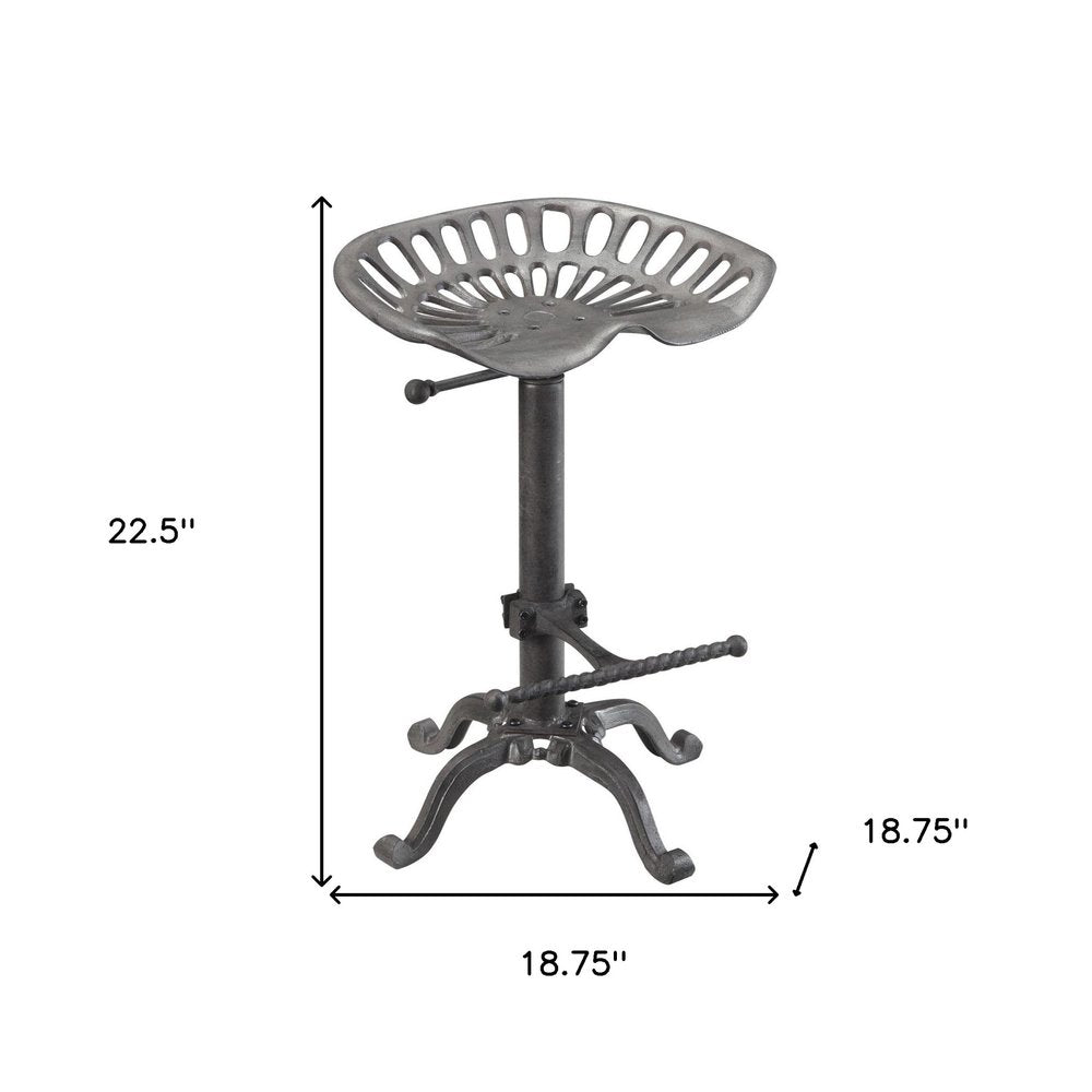 Gray Iron Backless Adjustable Height Bar Chair HomeRoots