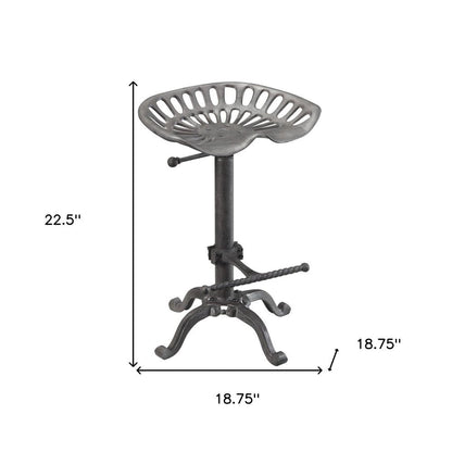 Gray Iron Backless Adjustable Height Bar Chair HomeRoots