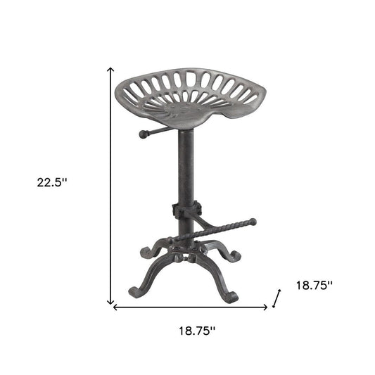 Gray Iron Backless Adjustable Height Bar Chair HomeRoots