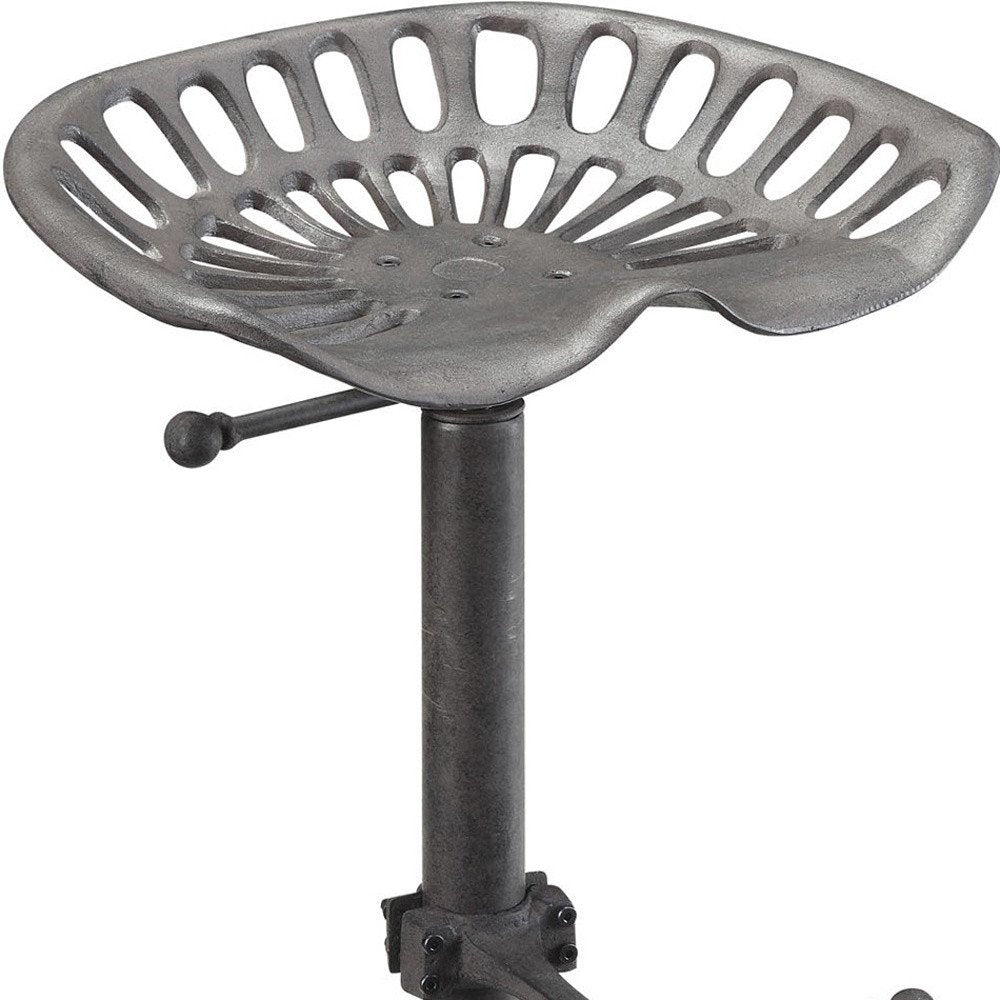 Gray Iron Backless Adjustable Height Bar Chair HomeRoots