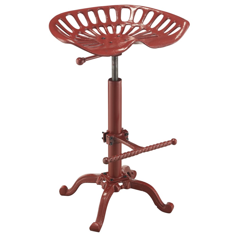 Red Iron Backless Adjustable Height Bar Chair HomeRoots