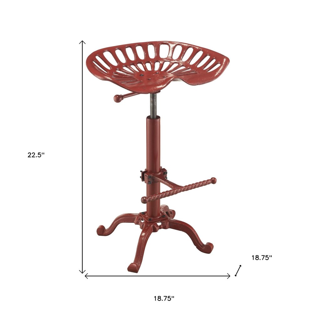 Red Iron Backless Adjustable Height Bar Chair HomeRoots
