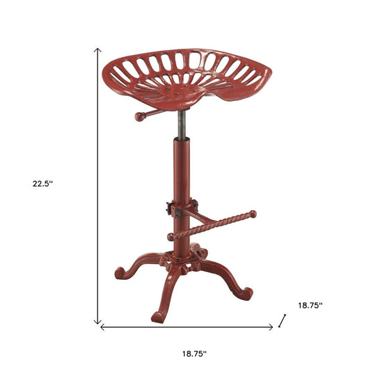 Red Iron Backless Adjustable Height Bar Chair HomeRoots