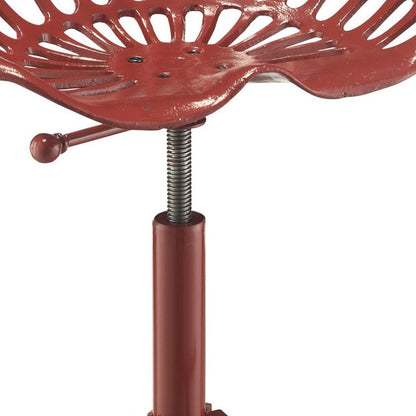 Red Iron Backless Adjustable Height Bar Chair HomeRoots