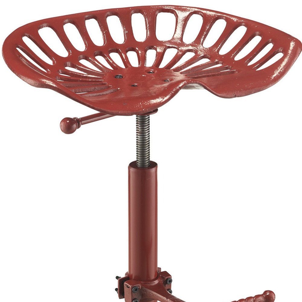 Red Iron Backless Adjustable Height Bar Chair HomeRoots