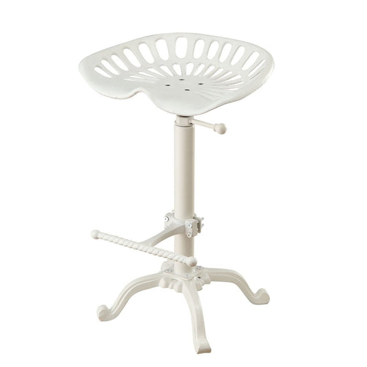 White Iron Backless Adjustable Height Bar Chair HomeRoots