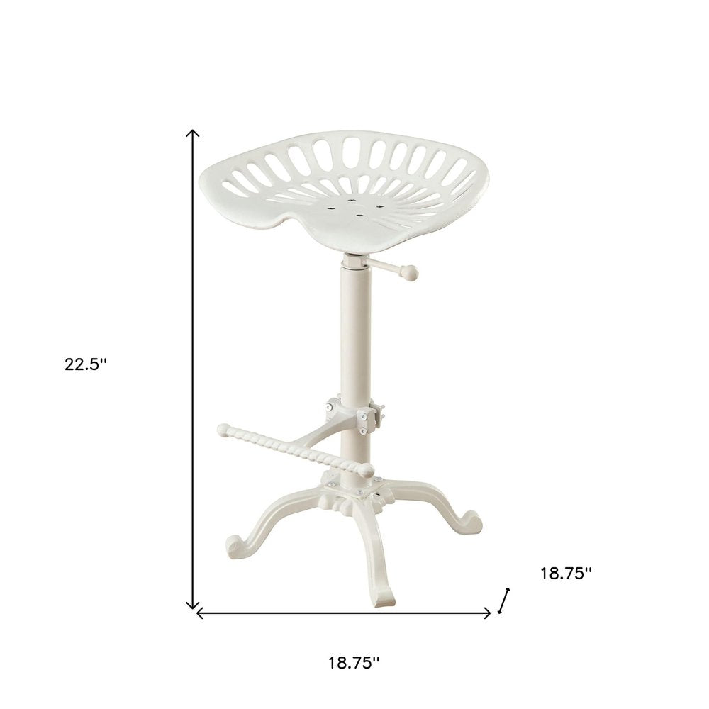 White Iron Backless Adjustable Height Bar Chair HomeRoots
