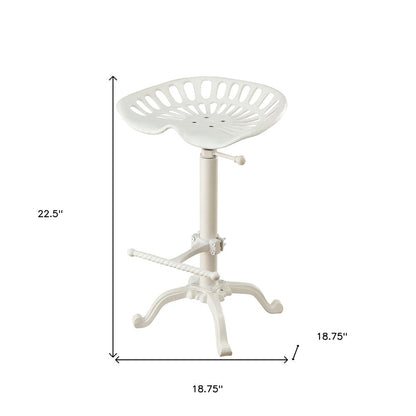 23" White Iron Backless Adjustable Height Bar Chair HomeRoots