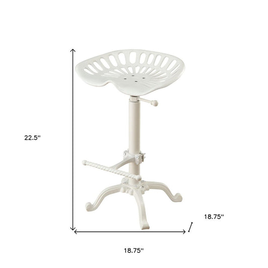 White Iron Backless Adjustable Height Bar Chair HomeRoots
