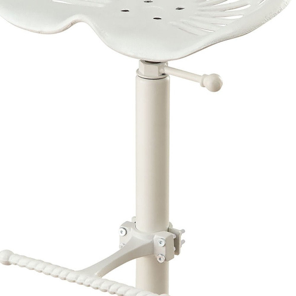 White Iron Backless Adjustable Height Bar Chair HomeRoots