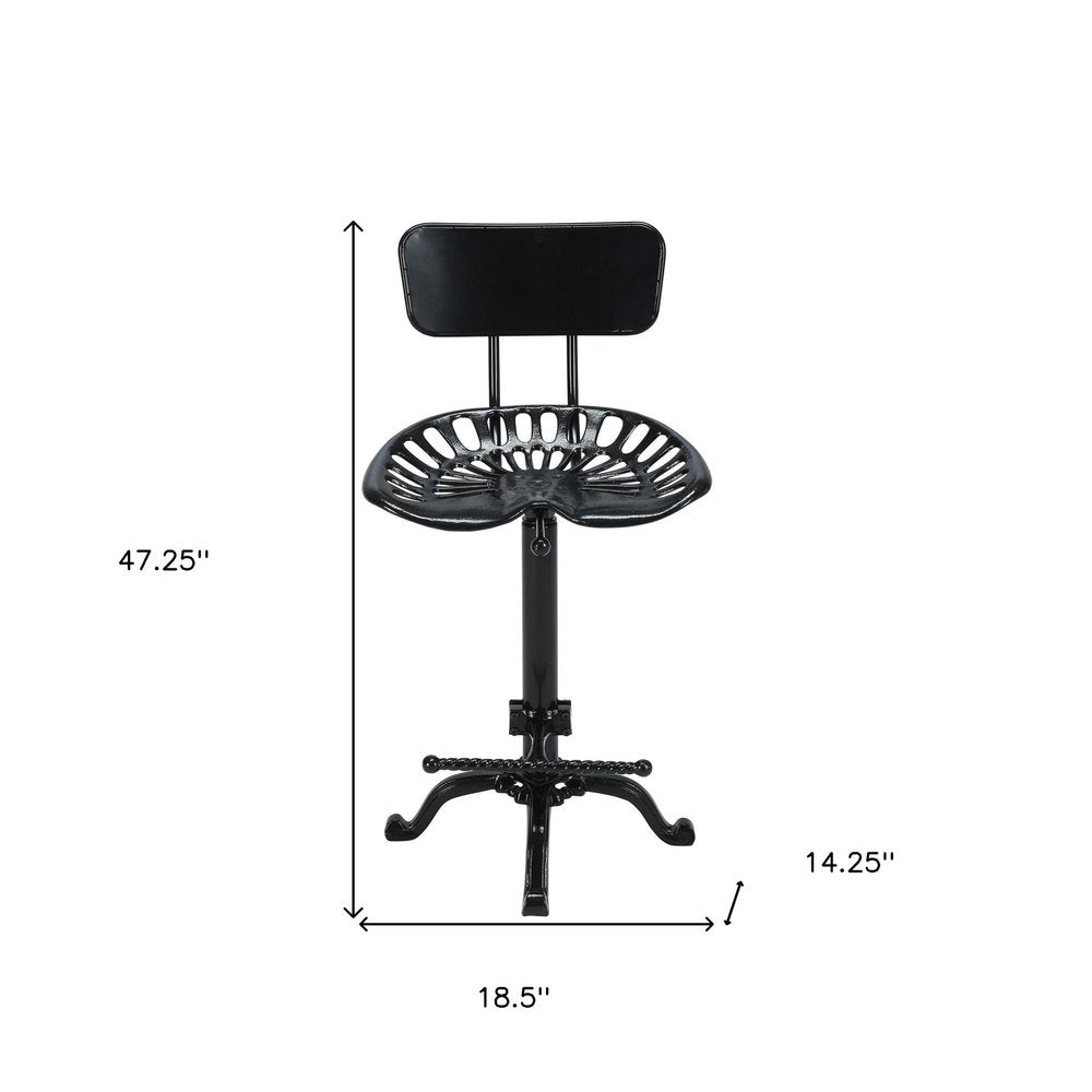 37" Black Iron Low Back Bar Height Bar Chair HomeRoots