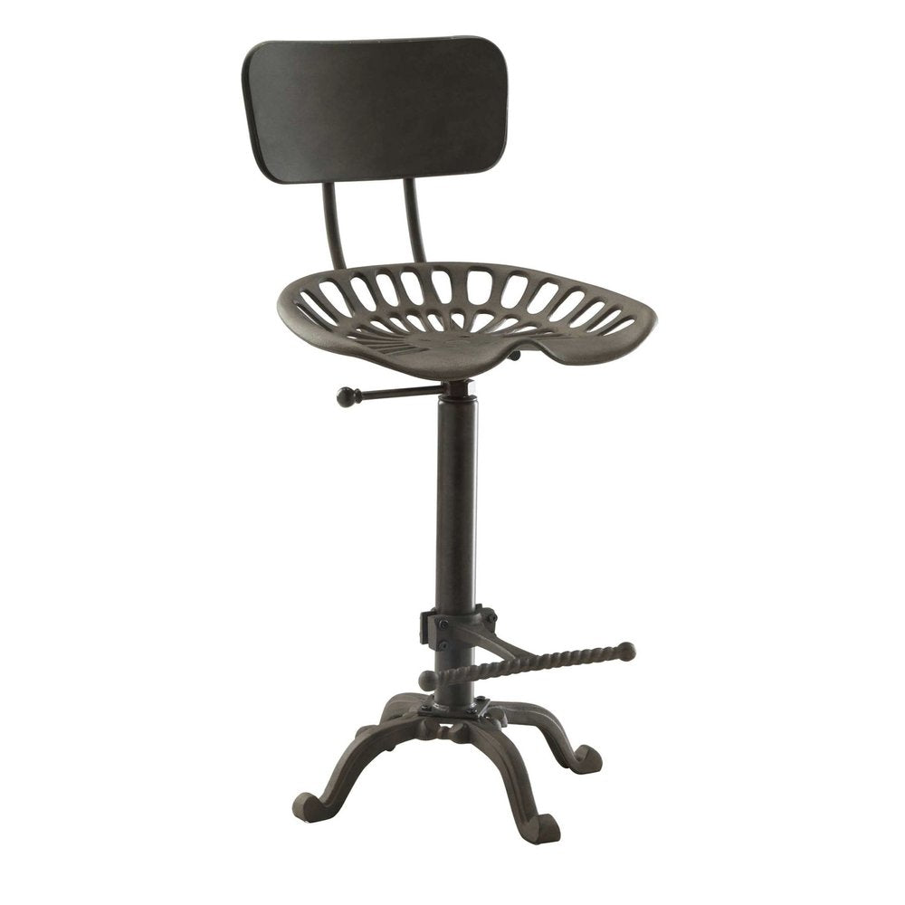 Gray Iron Low Back Adjustable Height Bar Chair HomeRoots