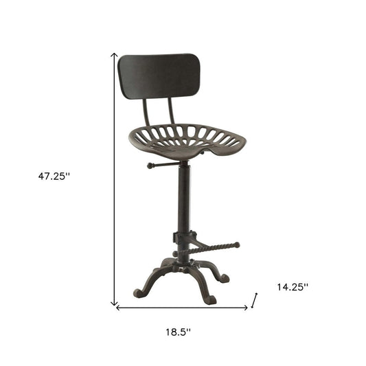 Gray Iron Low Back Adjustable Height Bar Chair HomeRoots