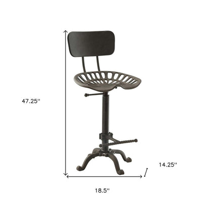 Gray Iron Low Back Adjustable Height Bar Chair HomeRoots