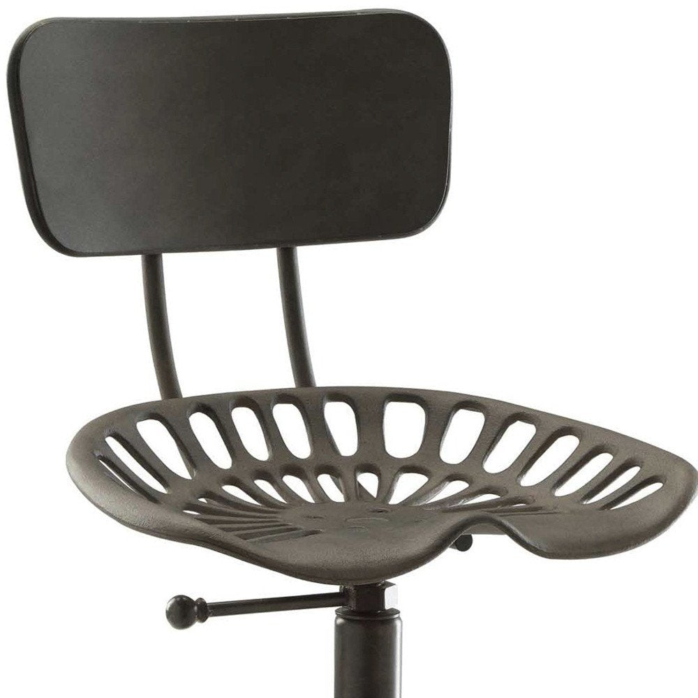 Gray Iron Low Back Adjustable Height Bar Chair HomeRoots